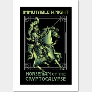 Immutable Knight - Horseman of the Cryptocalypse (black background) Posters and Art